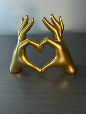 Gold Hand Heart Sculpture - Decorative Home Art